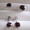 14k white gold jewelry set,ruby earrings,ruby ring