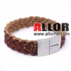 Genuine leather braided bracelet with stainless steel clasp