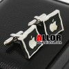 Novelty apple stainless steel cufflinks with black enamel