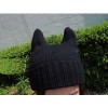 Beanie Hat With Built-in Headphones - Horned Ends, Black