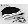 Beanie Hat - Built-in Headphones (Black with White/Grey Stripe)