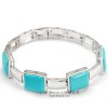 China Supplier 925 Sterling Silver Charm Bracelet Jewelry With Square Turquoise Stone Wholesale