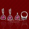 China Newest Fashion 925 Sterling Silver Jewelry Set With Red Color Stone Wholesale Price