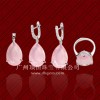 China Jewelry Good Quality Rose Glass Stone 925 Sterling Silver Jewelry Set Wholesale