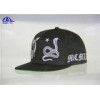 Black 100% Cotton Woven Snapback Baseball Caps With Flat Embroidery