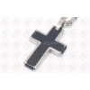 Carbon Fiber Cross Pendant Black 316L Stainless Steel Jewelry
