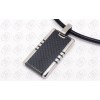 Stainless Steel Carbon Fiber Jewelry Square Fashion Pendant With Black Carbon Accent