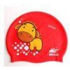 100% Silicone Funny Childrens Swimming Hats Red with Cute Animal Printed