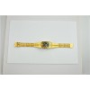 Shiny gold square brass watch with domed glass