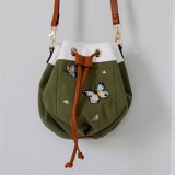 Embroider Canvas Bucket Bag