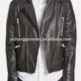 Mens Black Leather Collarless