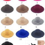 Faux Wool Felt Hat Wide Brim H