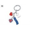 Flat Metal Souvenir Key Chain Key Holder For Travel Market , I Love UK Stainless Steel Key Ring