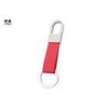 Long Strap Engraved Leather Keychain , Silver Coating Personalised Business Keyrings