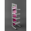 Metal Floor Display Stands For Pharmacy, Movable 4-Tier Medicine Pharmacy Display Stand