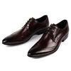 Mens Full Grain Leather Shoes Stylish Brogue Design Men Pointed Formal Dress Shoes
