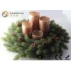 4pk Bronze Painted Lined Finish Flameless Wax Led Candles With Plastic Wreath Set
