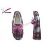 Plaid bow shallow mouth flat Moccasin House Shoes Fashion TPR Outsole Material