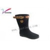 Black Non slip comfortable rain boots / PVC womens rain boots