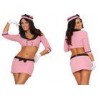 Pink Double Breasted Holiday Party Adult Costumes With Hat Top Skirt Gloves
