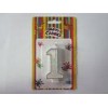 Safe Silver Outline No 1 Birthday Candle , Glitter Birthday Cake Candles
