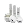 white aluminum cosmetic jar and bottle