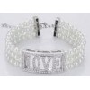 White Triple Strand Latest Fashion Costume Pearl Bracelet With Safety Clasp Extender