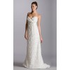 Empire A-line V-neck Chapel Train Organza Belt Wedding Dress