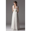 Sheath Column V-neck Floor-length Lace Wedding Dress