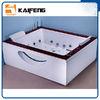 Indoor Double Whirlpool Tub With Oak Edge Cover , Seamless Air Bubble Bathtub