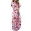 Casual 3 4 Sleeves Summer Floral Maxi Dresses , Petite Length Maxi Dresses For Weddings