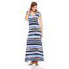 Colorful Short Sleeve Womens Summer Maxi Dresses Striped Printing Gypsy Maxi Dress