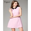 Sleeveless Pure Color Elegant A-line Ladies’ Dress