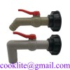 DN50 2 Inch S60x6 Thread IBC Tote Tank Adapter Cap Lid with Long 1" Plastic Tap Outlet Faucet