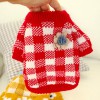 Pet dog cat autumn/winter new teddy bear clothes red and white check turmeric rose flower sweater